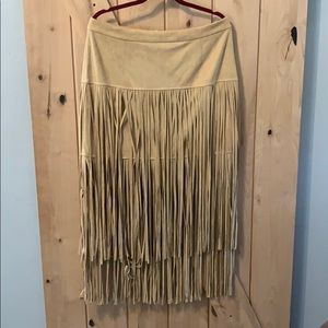 Fringe faux suede skirt